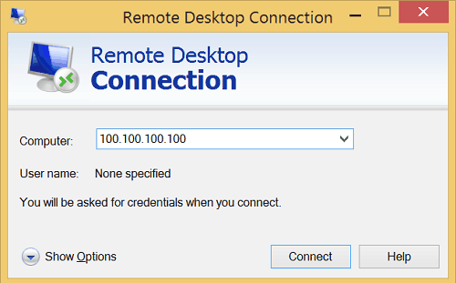 a screenshot of Windows RDP